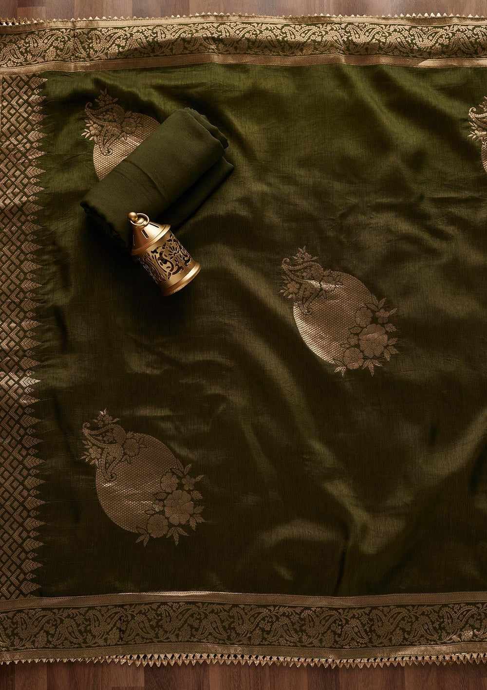 Mehendi Mirrorwork Georgette Designer Unstitched Salwar Suit - Koskii