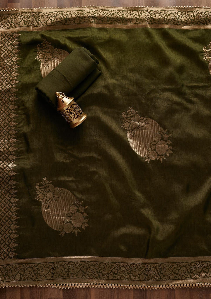 Mehendi Mirrorwork Georgette Designer Unstitched Salwar Suit - Koskii