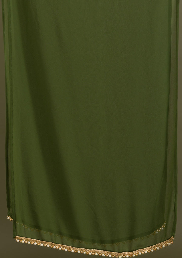 Mehendi Sequins Georgette Readymade Salwar Suit-Koskii