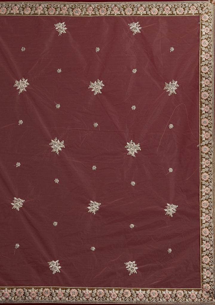 Mehendi Silver Stonework Velvet Designer Semi-Stitched Lehenga - koskii