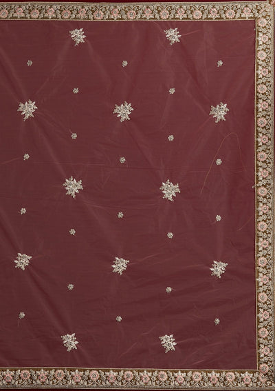 Mehendi Silver Stonework Velvet Designer Semi-Stitched Lehenga - koskii