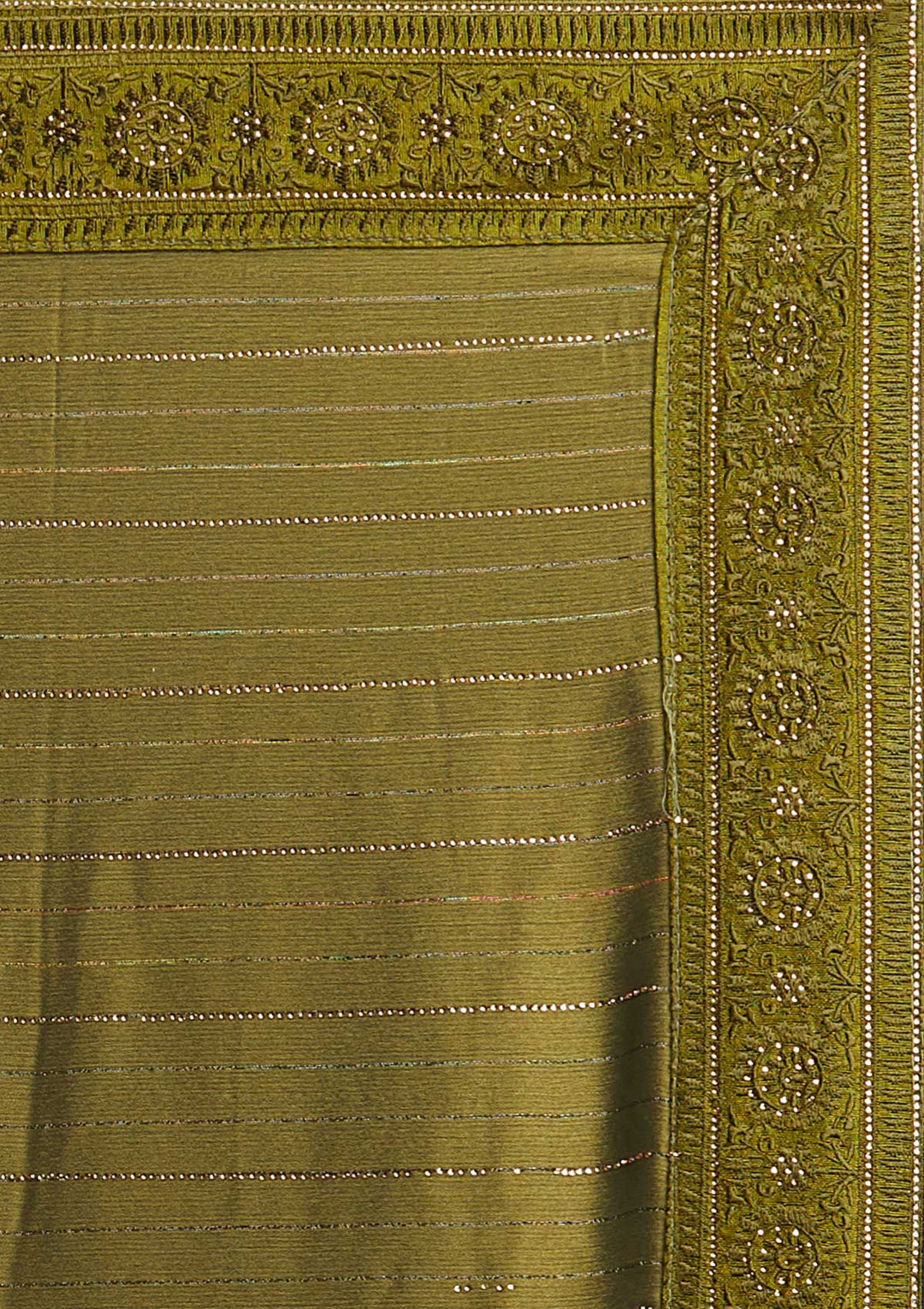 Mehendi Swarovski Georgette Designer Saree - koskii