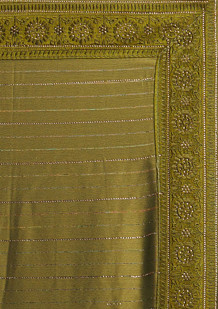 Mehendi Swarovski Georgette Designer Saree - koskii