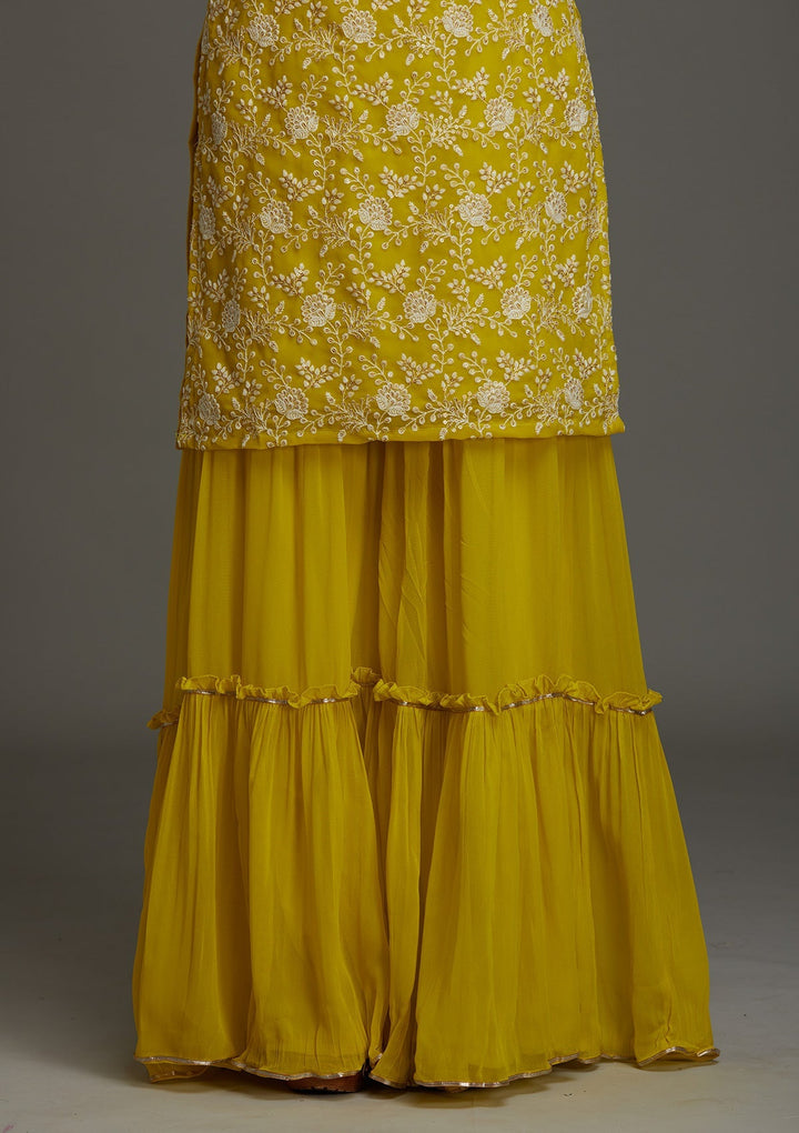 Mehendi Threadwork Georgette Designer Salwar Suit - Koskii