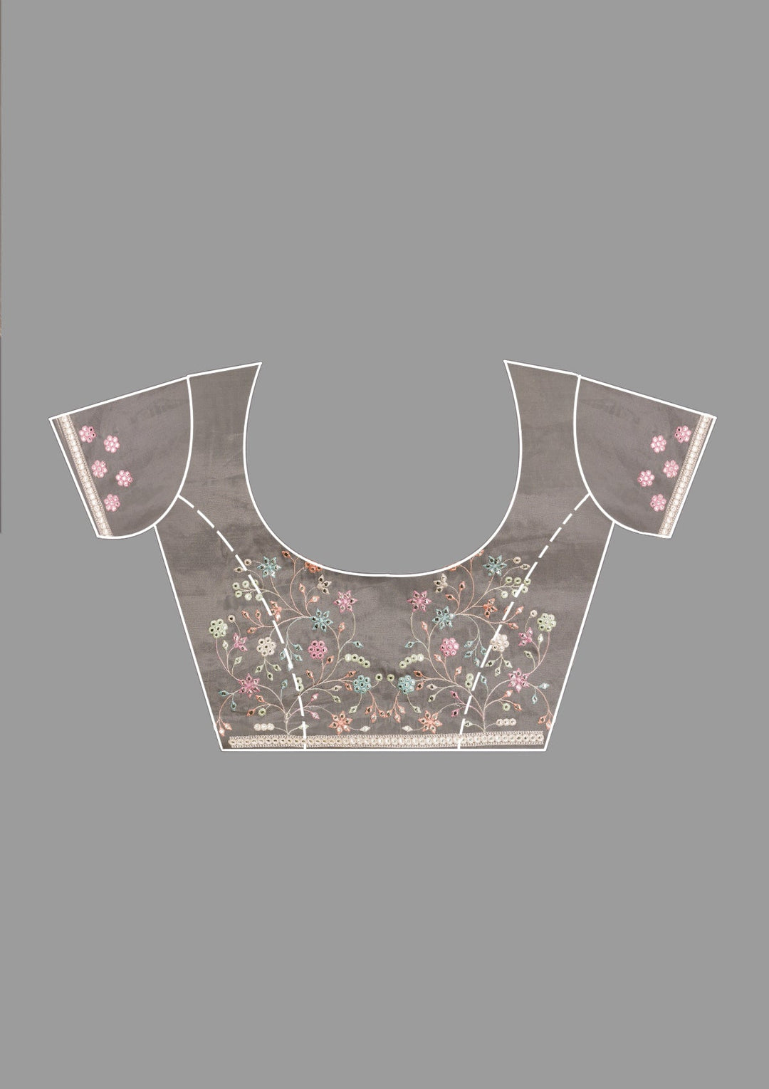 Mehendi Threadwork Shimmer Saree-Koskii