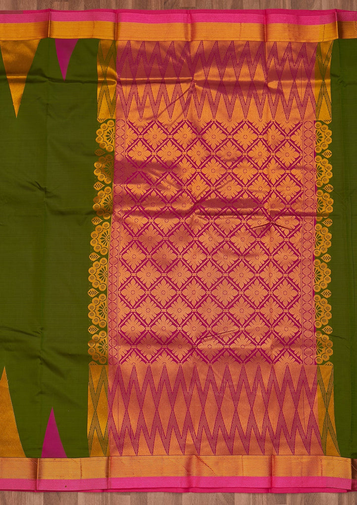 Mehendi Zariwork Art Silk Designer Saree - Koskii