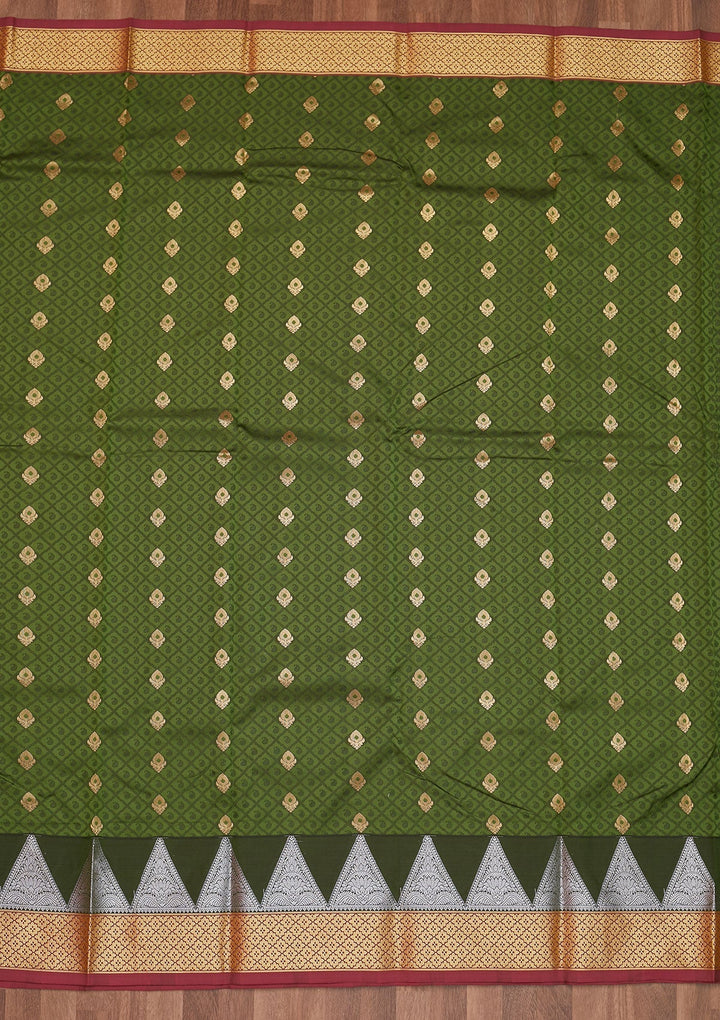 Mehendi Zariwork Art Silk Designer Saree - Koskii
