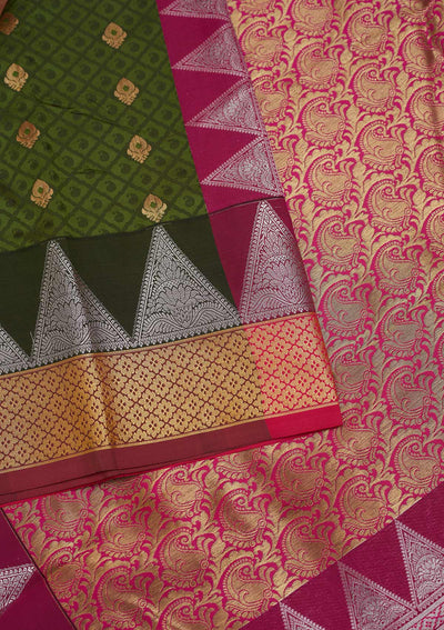 Mehendi Zariwork Art Silk Designer Saree - Koskii