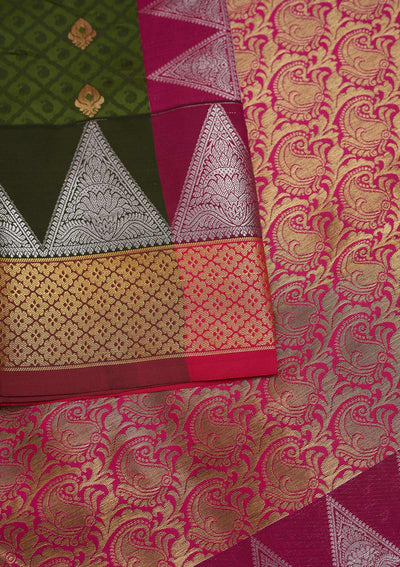 Mehendi Zariwork Art Silk Designer Saree - Koskii