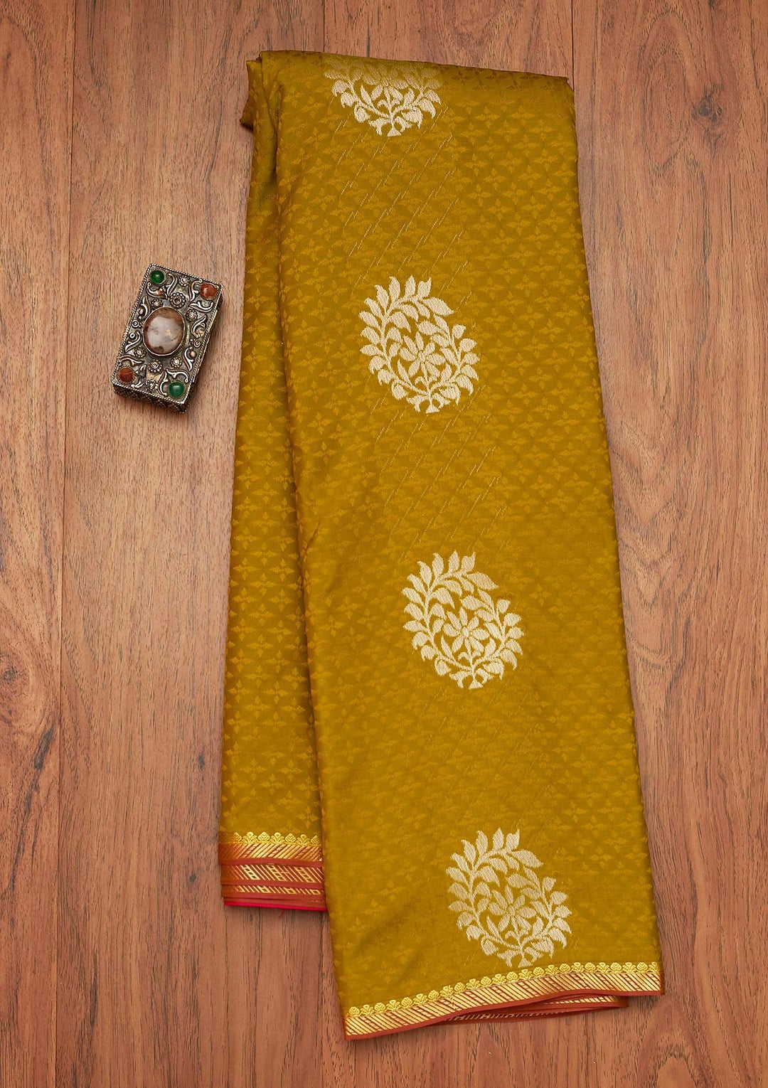 Mehendi Zariwork Art Silk Saree- Koskii