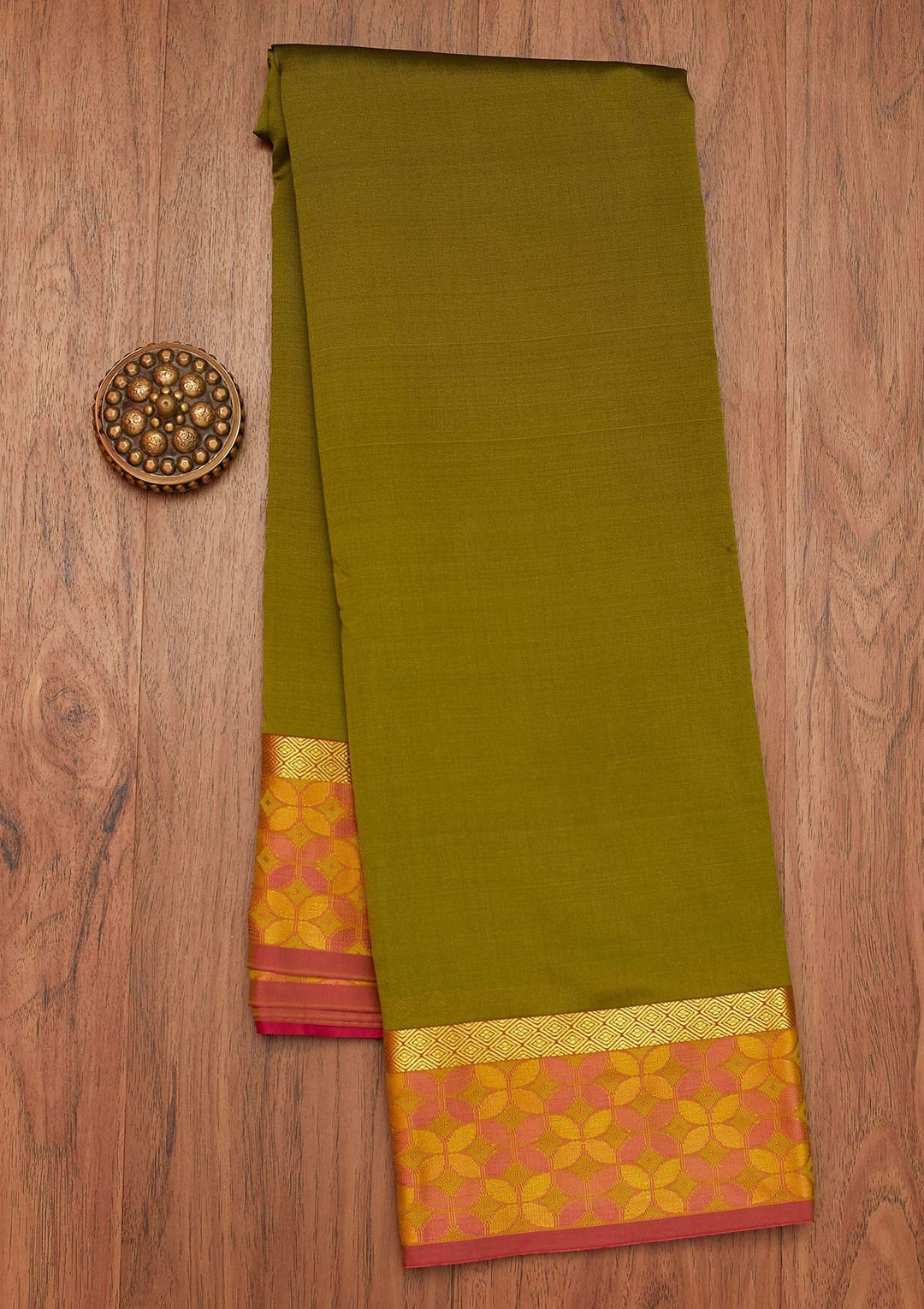 Mehendi Zariwork Art Silk Saree- Koskii