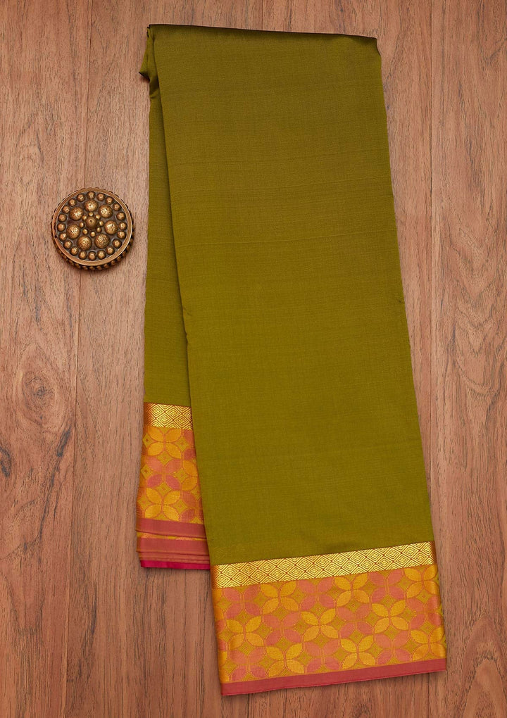 Mehendi Zariwork Art Silk Saree- Koskii