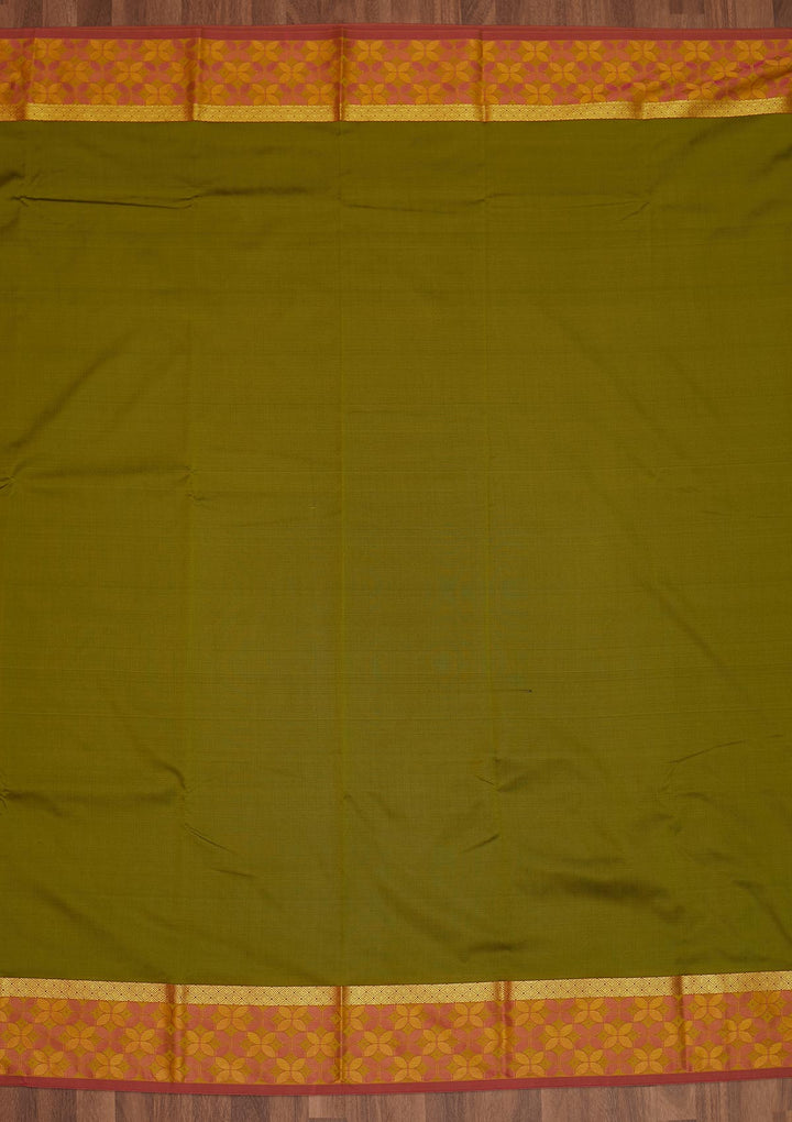 Mehendi Zariwork Art Silk Saree - Koskii