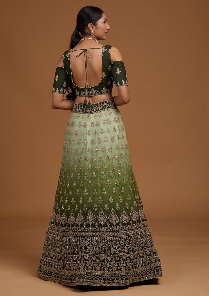 Mehendi Zariwork Net Designer Lehenga-Koskii