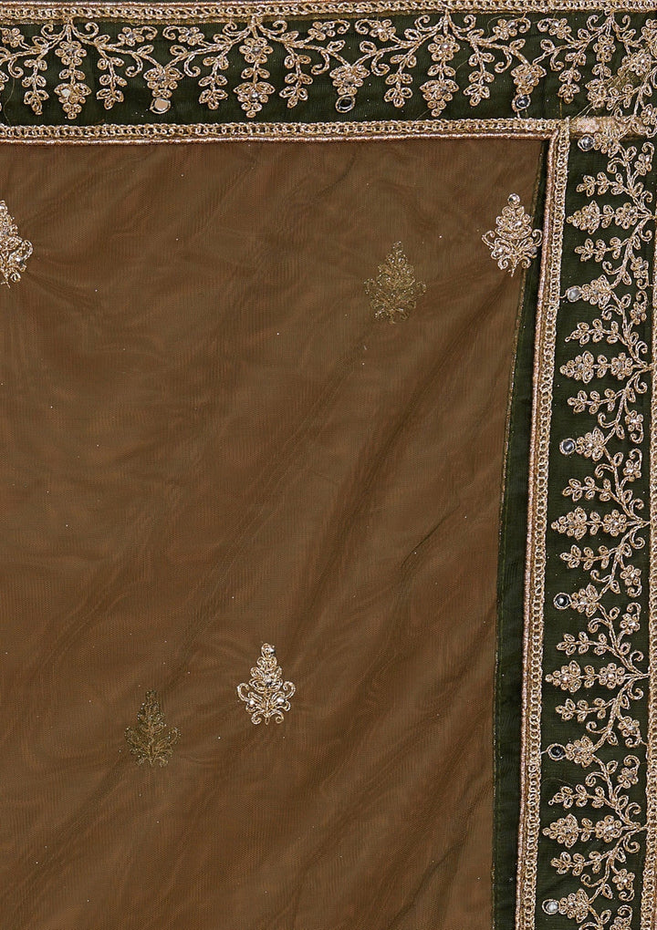 Mehendi Zariwork Net Designer Lehenga-Koskii