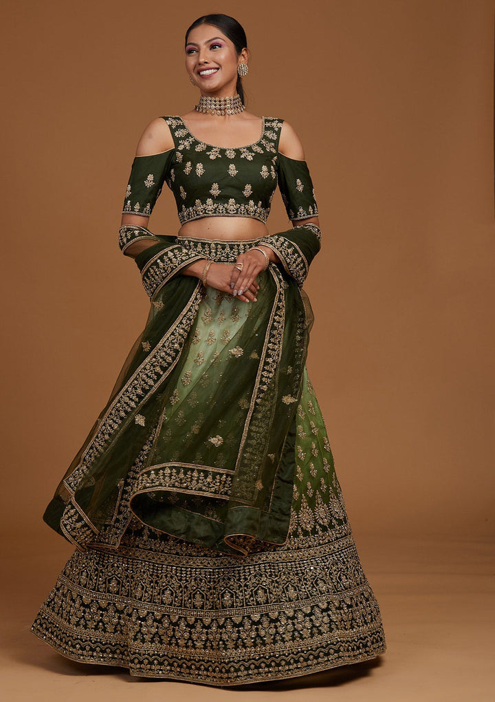 Mehendi Zariwork Net Designer Lehenga-Koskii