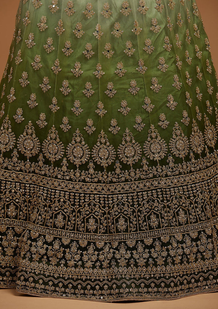 Mehendi Zariwork Net Designer Lehenga-Koskii