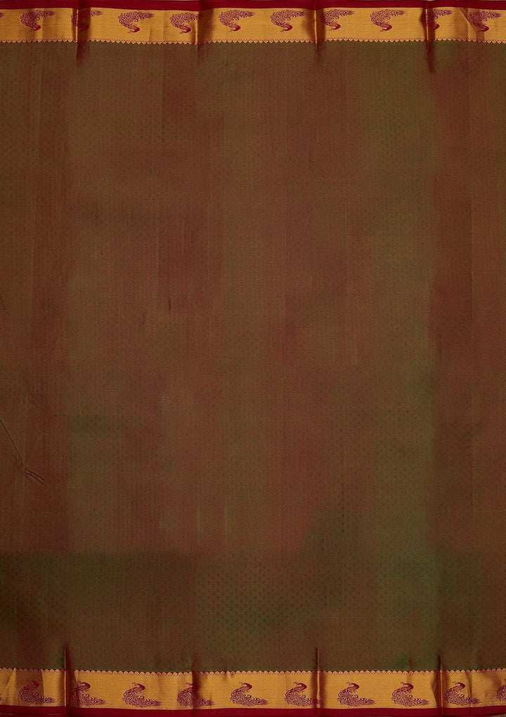 Mehendi Zariwork Pure Silk Designer Saree - koskii
