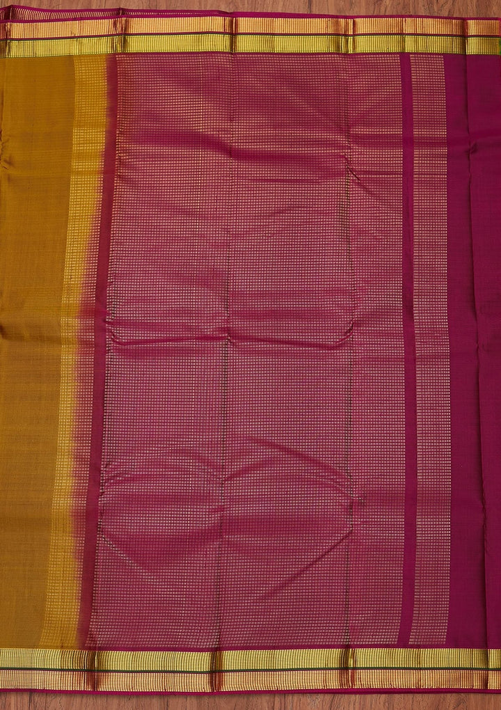 Mehendi Zariwork Pure Silk Designer Unstitched Saree - Koskii