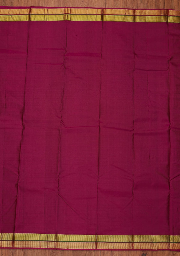 Mehendi Zariwork Pure Silk Designer Unstitched Saree - Koskii