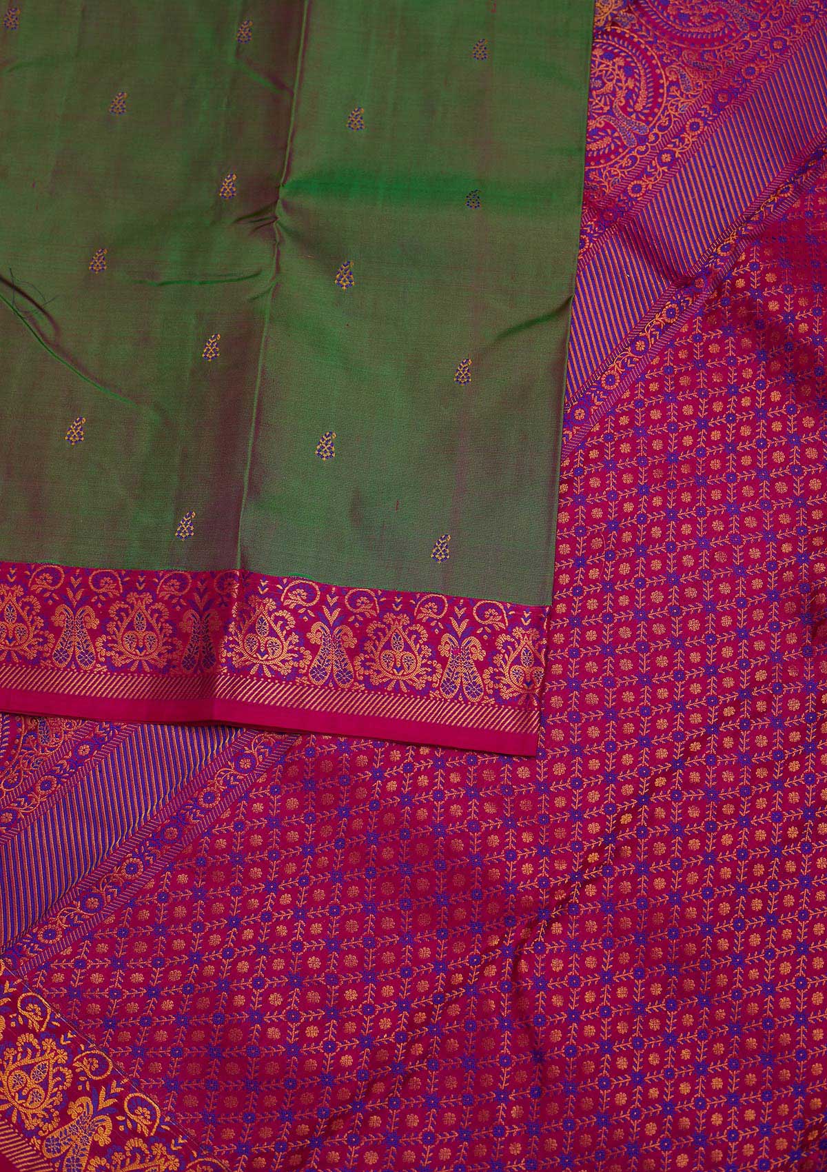 Mehendi Zariwork Pure Silk Designer Saree - Koskii