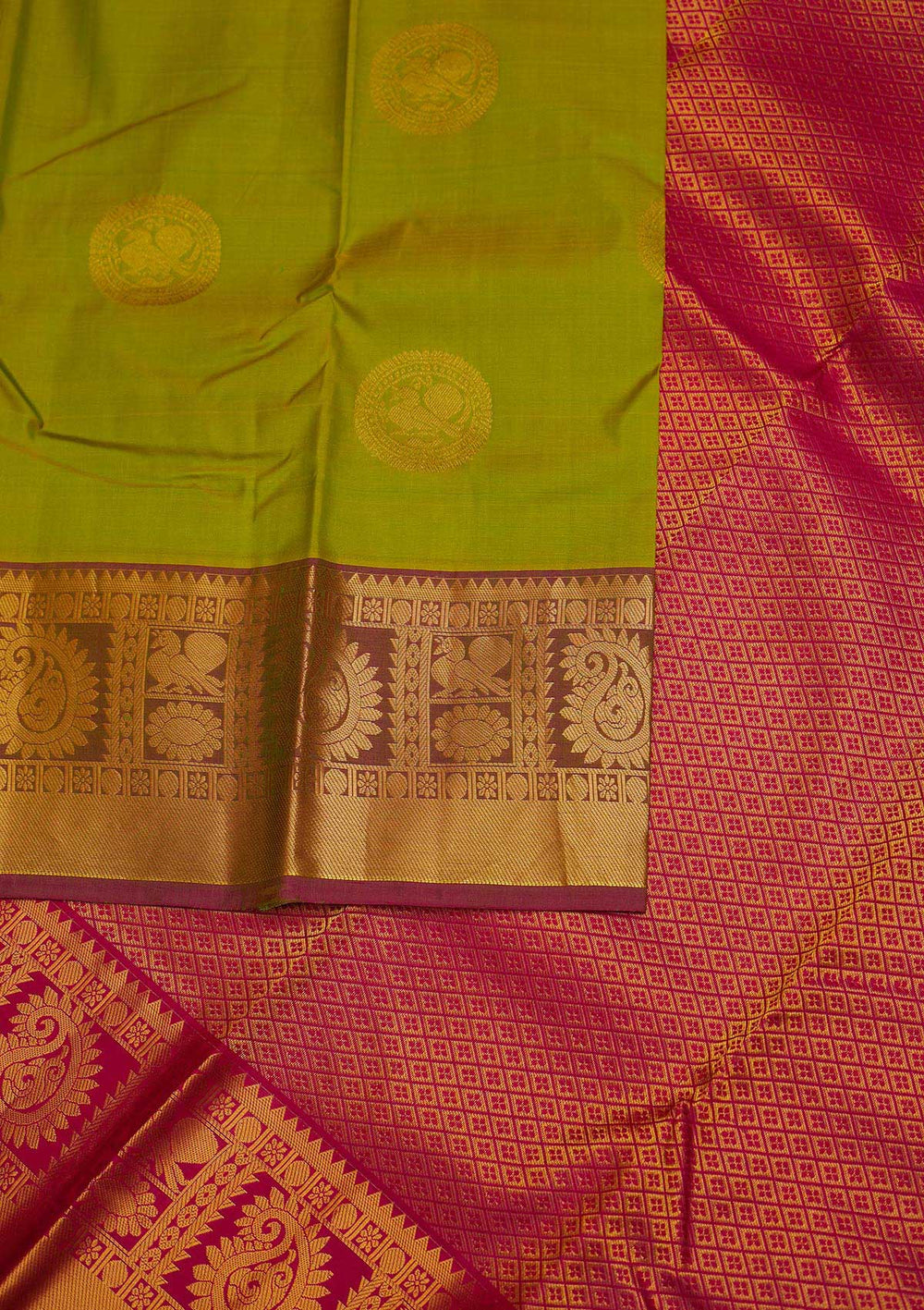 Mehendi Zariwork Pure Silk Designer Saree - Koskii