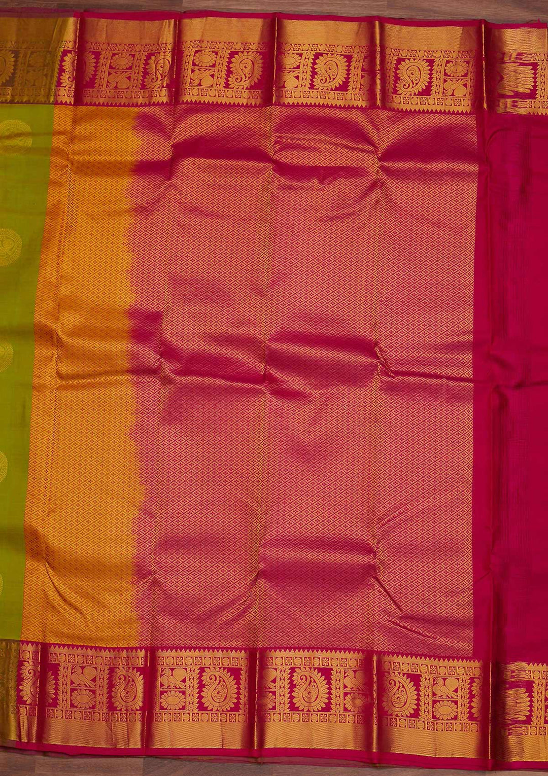 Mehendi Zariwork Pure Silk Designer Saree - Koskii