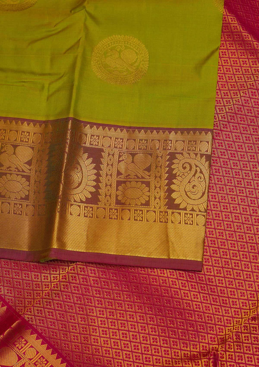 Mehendi Zariwork Pure Silk Designer Saree - Koskii
