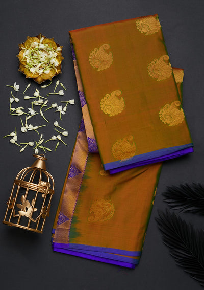 Mehendi Zariwork Pure Silk Designer Saree - Koskii