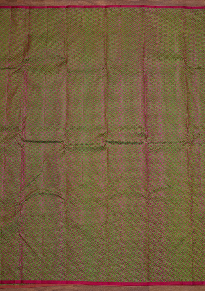 Mehendi Zariwork Pure Silk Designer Saree - Koskii