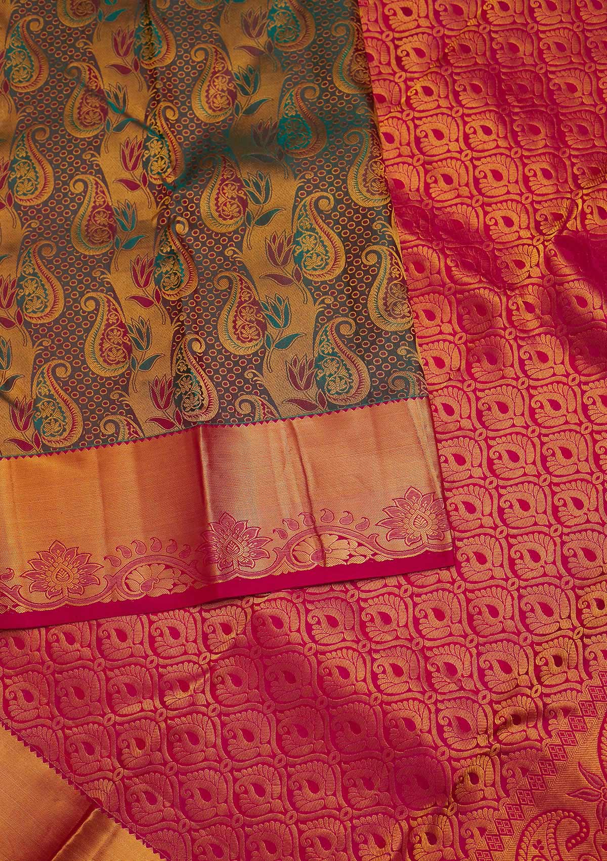 Mehendi Zariwork Pure Silk Designer Saree - Koskii