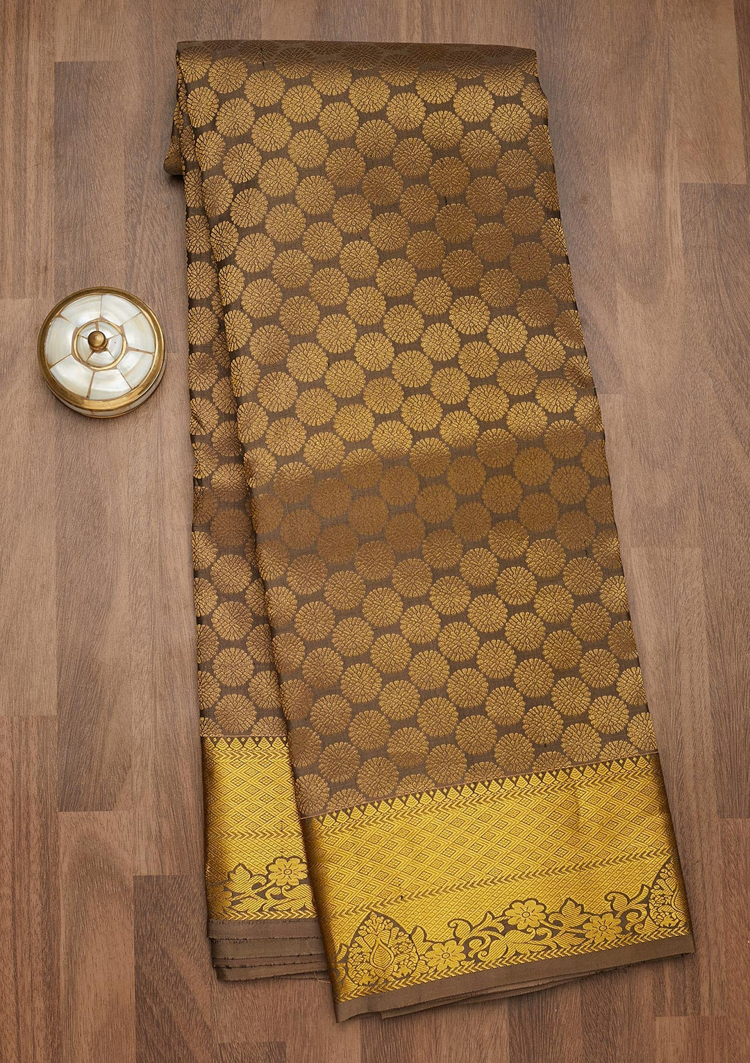 Mehendi Zariwork Pure Silk Saree-Koskii