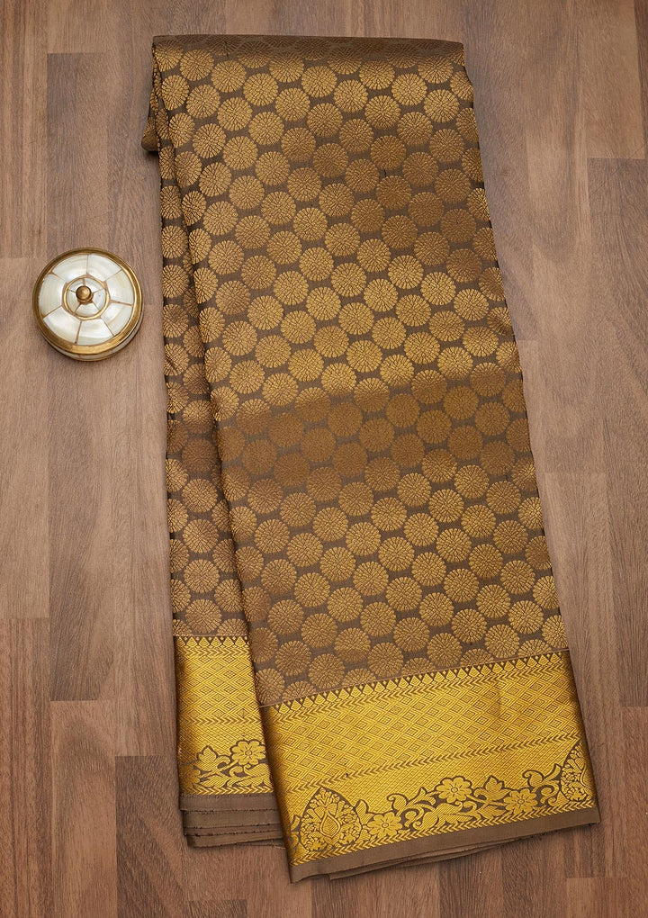 Mehendi Zariwork Pure Silk Saree-Koskii