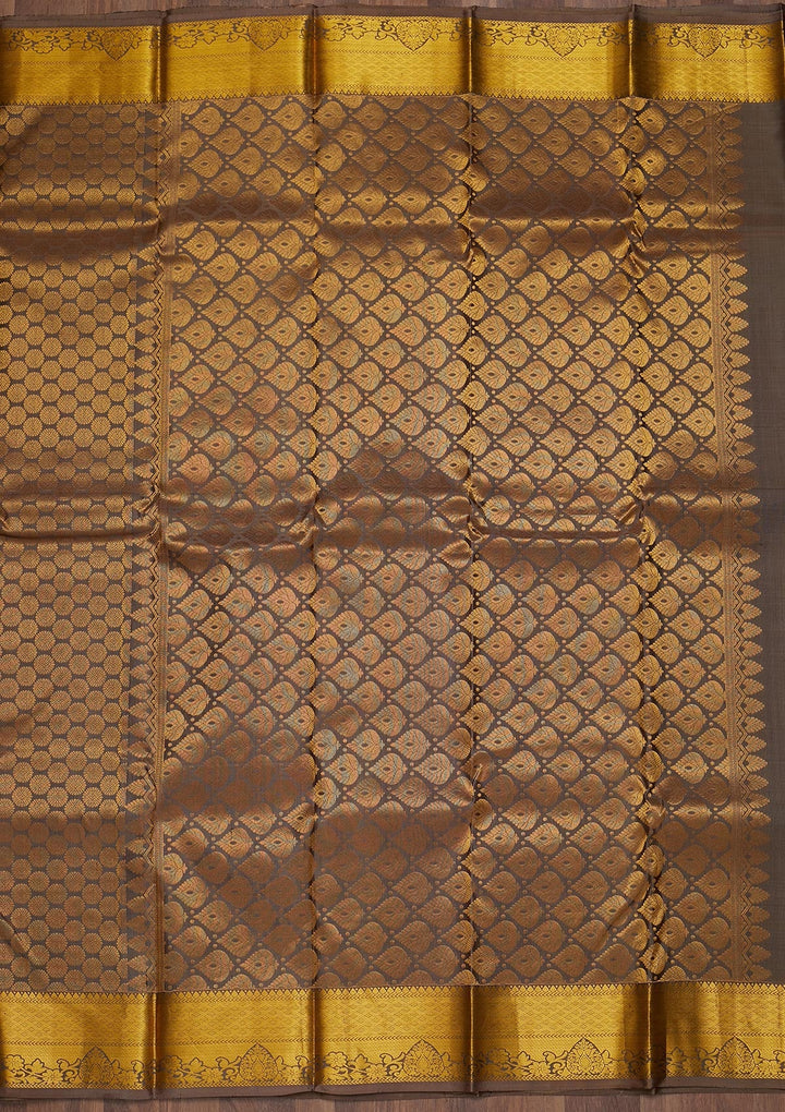 Mehendi Zariwork Pure Silk Saree-Koskii