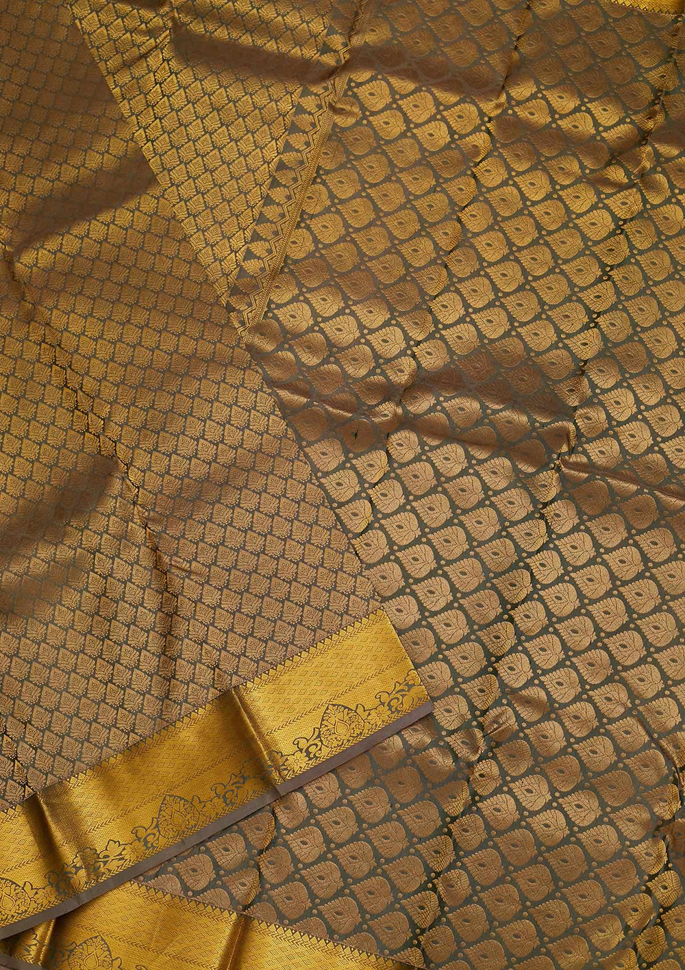 Mehendi Zariwork Pure Silk Saree-Koskii