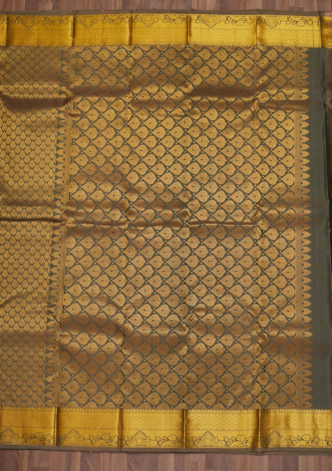 Mehendi Zariwork Pure Silk Saree-Koskii