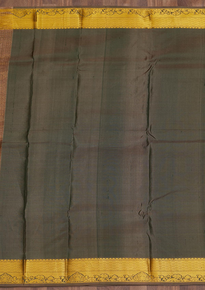 Mehendi Zariwork Pure Silk Saree-Koskii