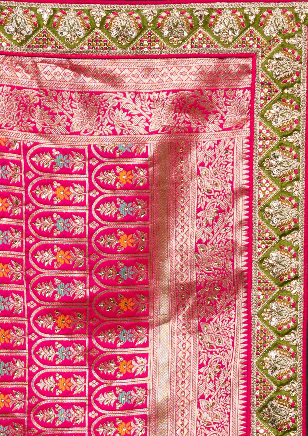 Mehendi Zariwork Raw Silk Lehenga-koskii