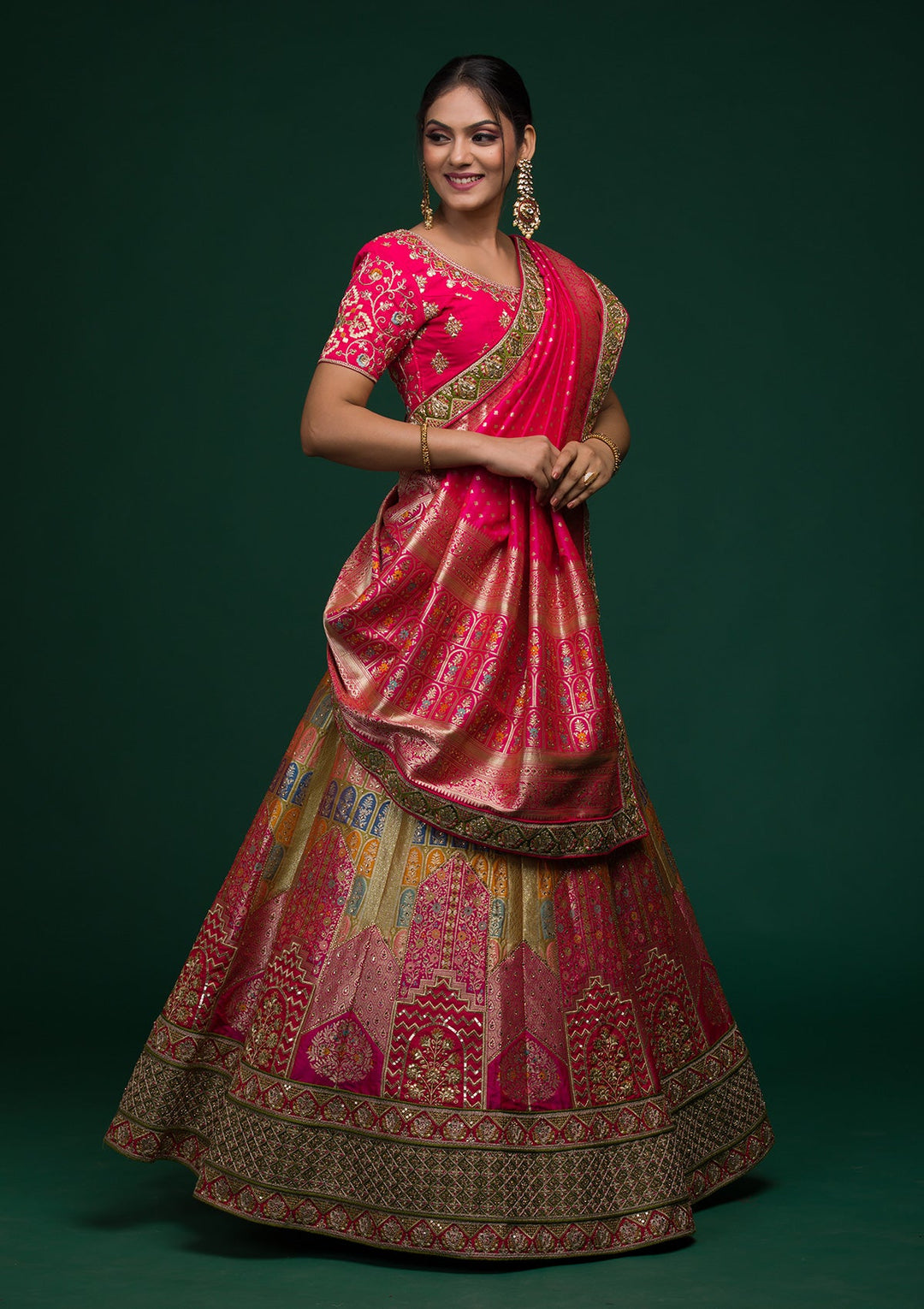 Mehendi Zariwork Raw Silk Lehenga-koskii