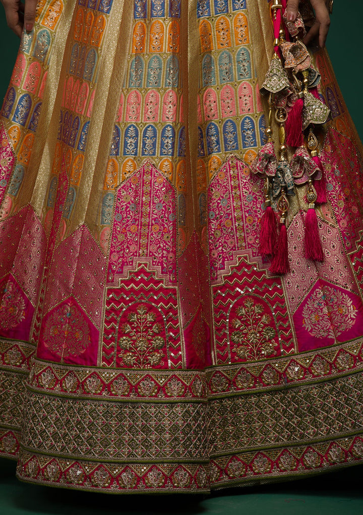 Mehendi Zariwork Raw Silk Lehenga-koskii