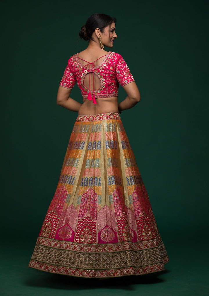 Mehendi Zariwork Raw Silk Lehenga-koskii