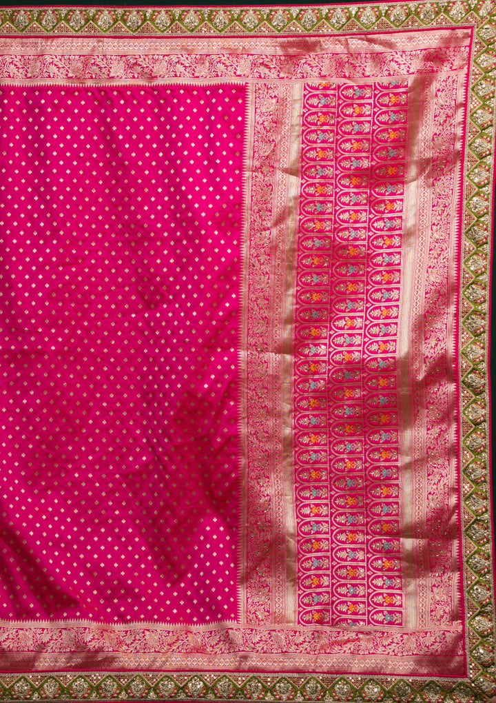 Mehendi Zariwork Raw Silk Lehenga-koskii