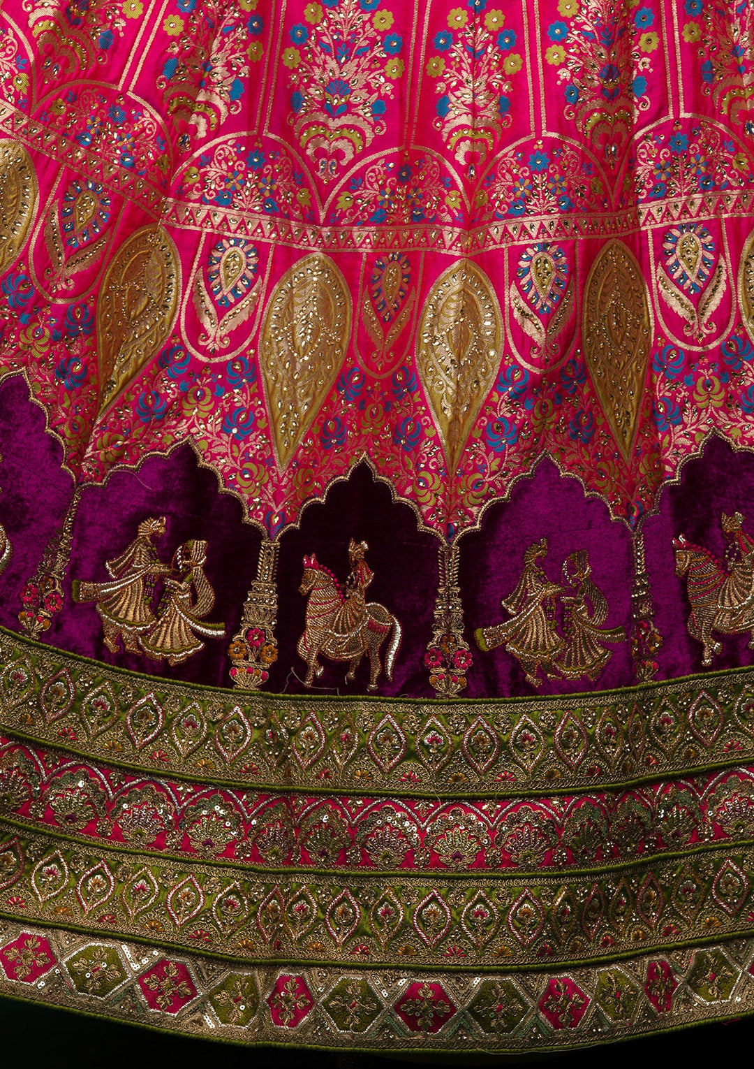 Mehendi Zariwork Raw Silk Lehenga-koskii