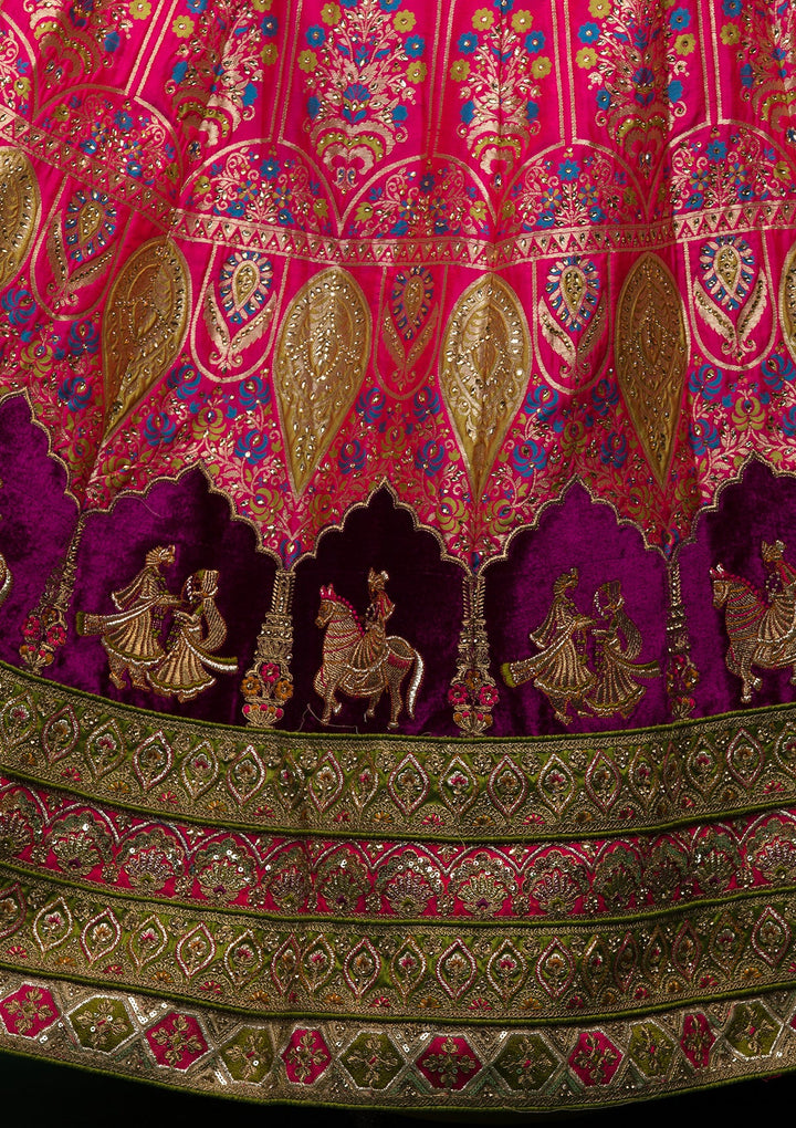 Mehendi Zariwork Raw Silk Lehenga-koskii