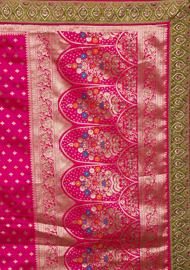 Mehendi Zariwork Raw Silk Lehenga-koskii