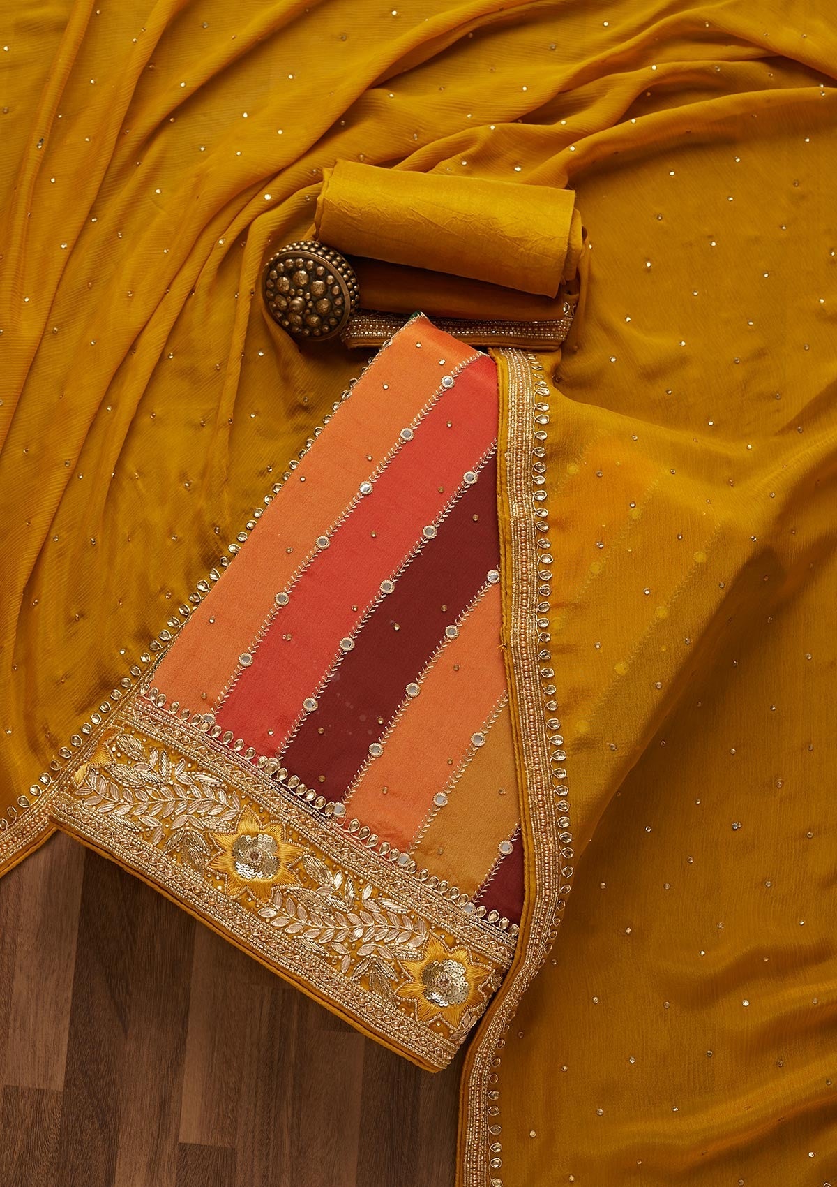 Multi Gotapatti Georgette Unstitched Salwar Suit-Koskii