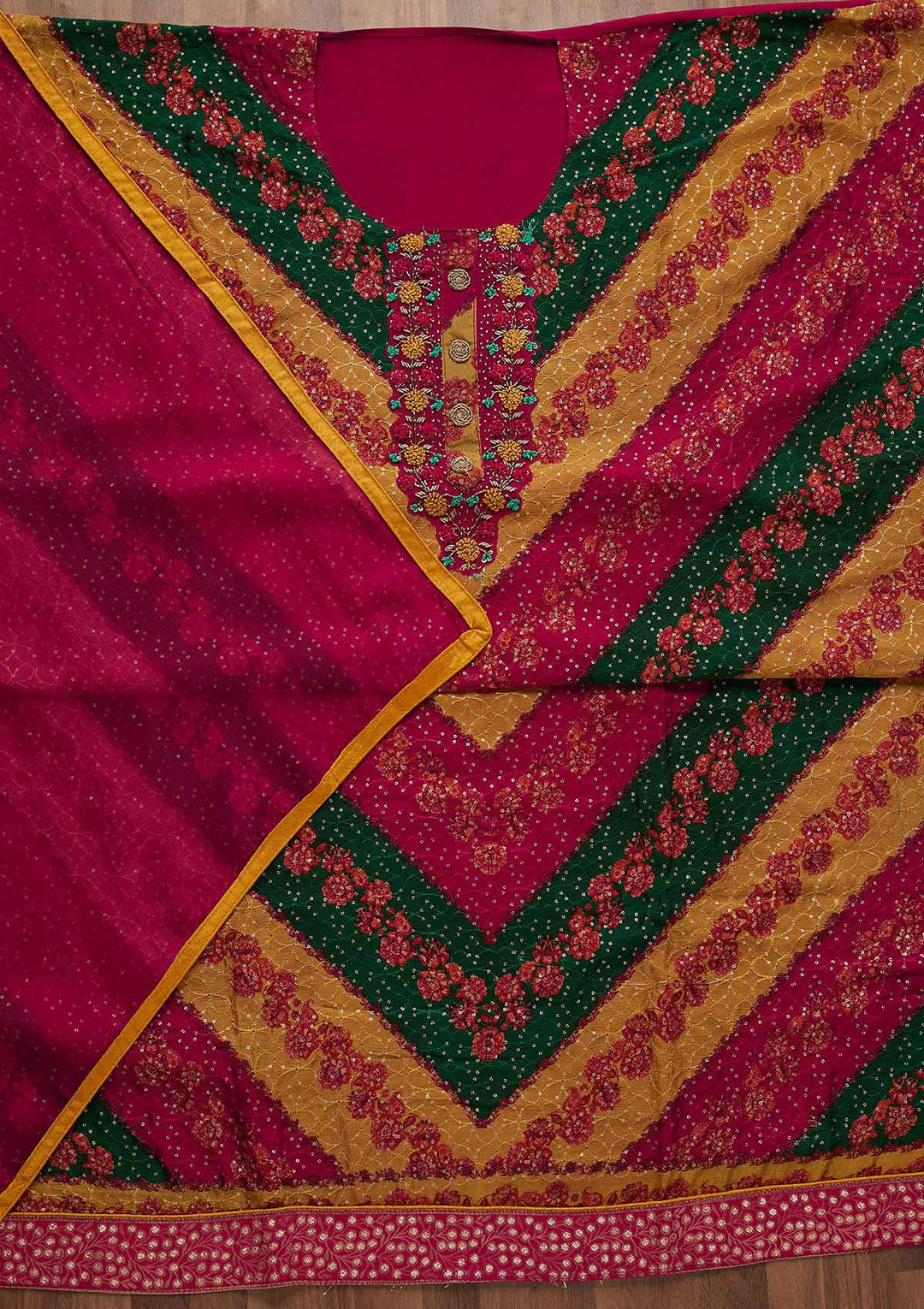 Multi Sequins Georgette Unstitched Salwar Suit-Koskii