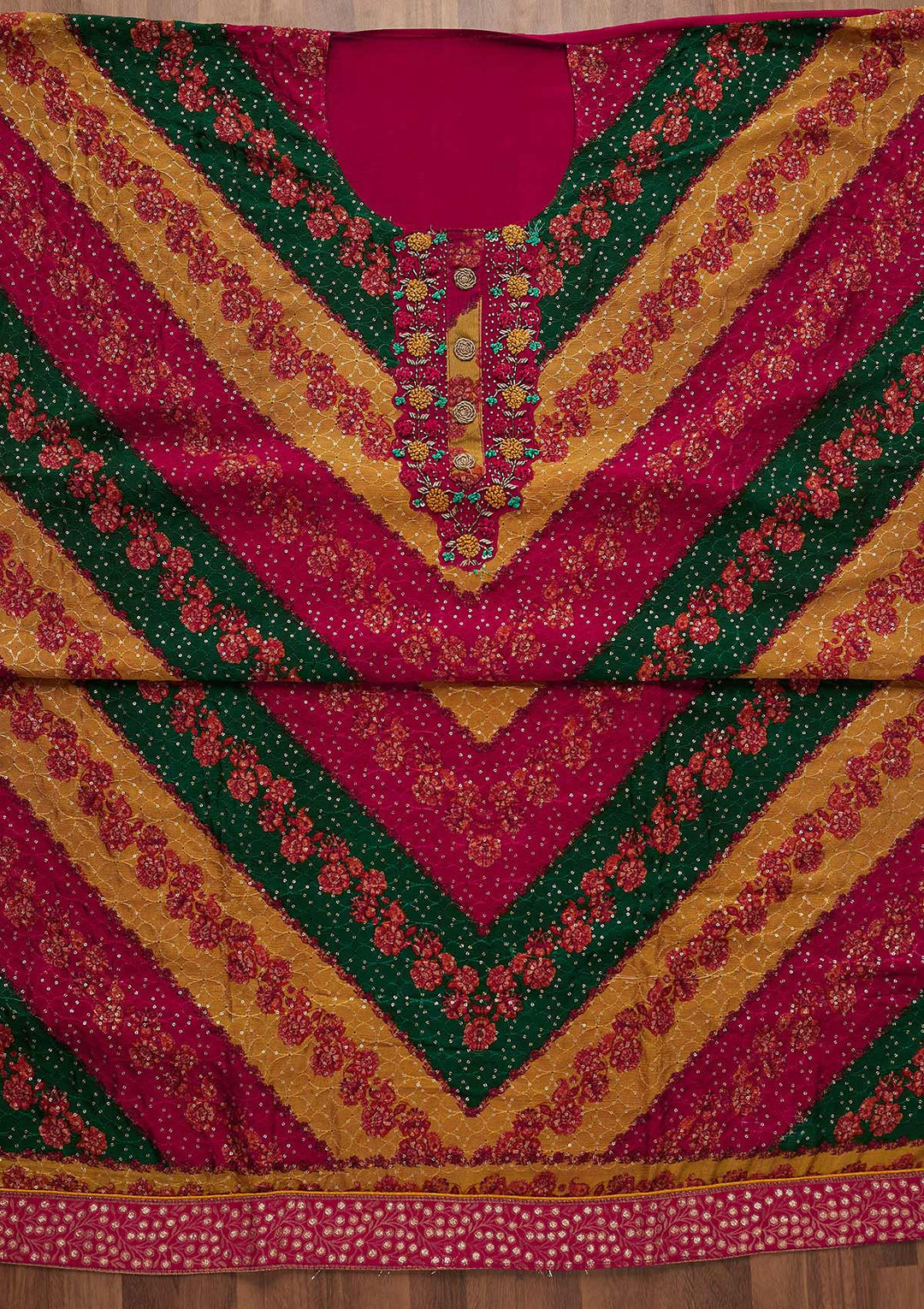 Multi Sequins Georgette Unstitched Salwar Suit-Koskii