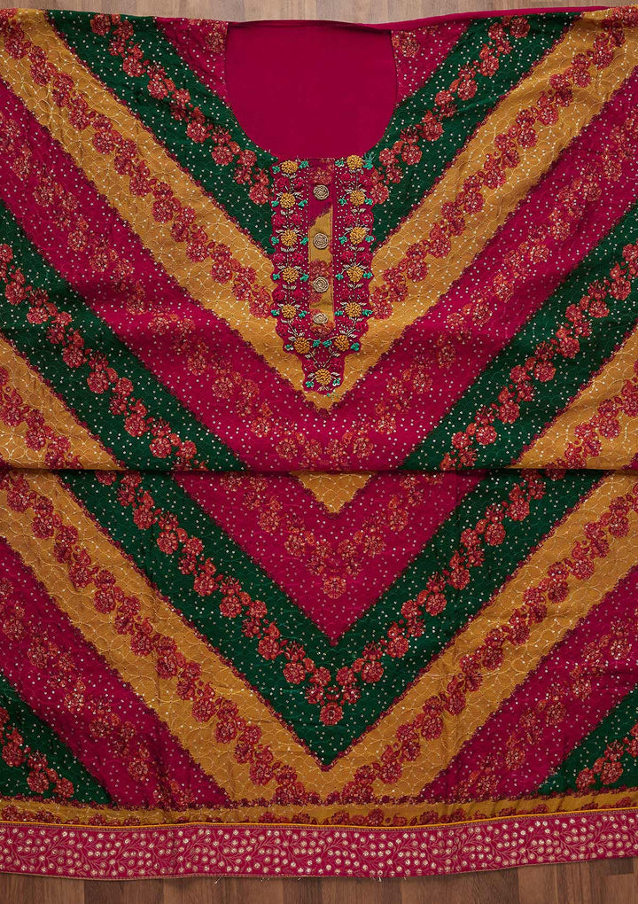 Multi Sequins Georgette Unstitched Salwar Suit-Koskii