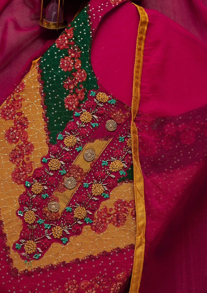 Multi Sequins Georgette Unstitched Salwar Suit-Koskii